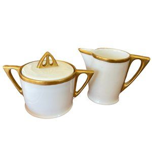 Bavaria 1910 hand painted creamer + sugar bowl